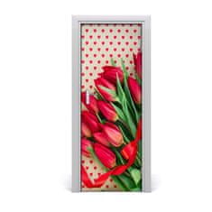 tulup.sk Samolepiace fototapety na dvere červené tulipány 75x205 cm