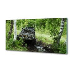 Wallmuralia.sk Dekoračný panel sklo Jeep v lese 100x50 cm