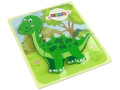 Lean-toys Drevené puzzle Dinosaurus Isanosaurus Tyranosaurus Green