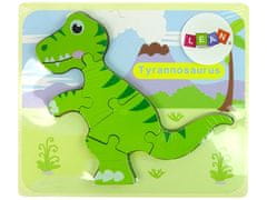 Lean-toys Drevené puzzle Dinosaurus Isanosaurus Tyranosaurus Green