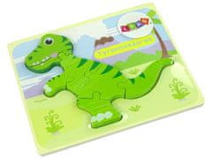 Lean-toys Drevené puzzle Dinosaurus Isanosaurus Tyranosaurus Green