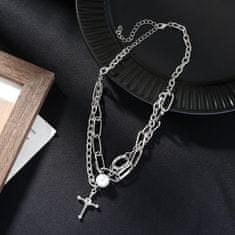 IZMAEL Náhrdelník Choker Cross-Strieborná KP21699