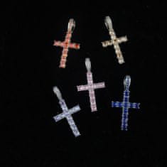 IZMAEL Náhrdelník Zircon Cross-Strieborná/Ružová KP22768