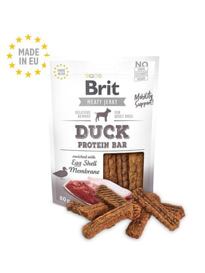 Brit Jerky Pamlsok pre psa Duck Protein Bar 80 g