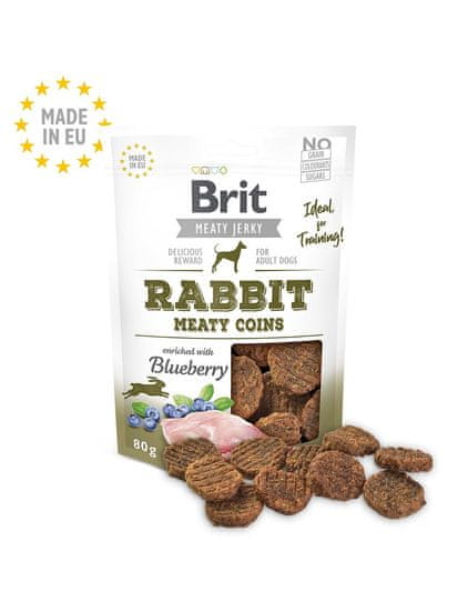 Brit Jekry Pamlsok pre psa Rabbit Meaty Coins 80 g