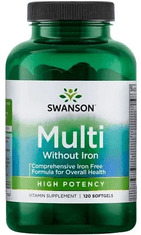 Swanson Multi without Iron (multivitamín bez železa), 120 kapsúl