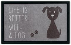 Mujkoberec Original Protišmyková rohožka Life is better with a dog 104490 Grey / Brown 45x75