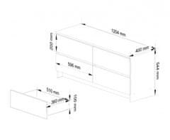 Akord Komoda KIPS 4 zásuvky biela
