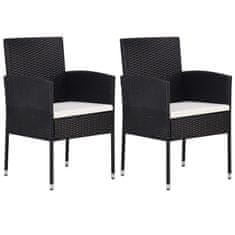 Petromila vidaXL Záhradné stoličky, krémové podložky 2 ks, čierne, polyratan