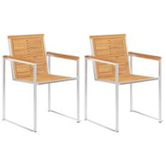 Vidaxl Záhradné stoličky so sedákmi 2 ks masívne teakové drevo a oceľ