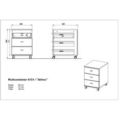 Petromila vidaXL 426459 Germania Rolling Filing Cabinet "Altino" 40x48,9x56,9 cm Navarra-oak and White