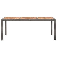 Petromila vidaXL Záhradný stôl 190x90x75 cm polyratan a akáciové drevo sivý