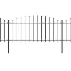 Vidaxl Záhradný plot s hrotmi, oceľ (0,5-0,75)x3,4 m, čierny