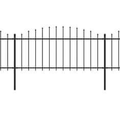 Vidaxl Záhradný plot s hrotmi, oceľ (0,5-0,75)x5,1 m, čierny