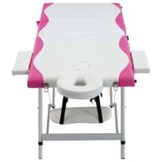 Petromila vidaXL Skladací masážny stôl, 3 zóny, hliník, bielo ružový