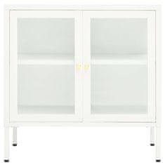 Vidaxl Komoda biela 70x35x70 cm oceľ a sklo