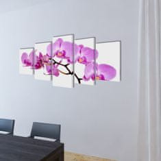 Petromila vidaXL Sada obrazov na stenu, motív Orchidea 200 x 100 cm