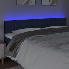 Vidaxl Čelo postele s LED modré 200x5x78/88 cm látka