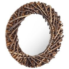 Petromila vidaXL Nástenné zrkadlo 60 cm teakové drevo okrúhle