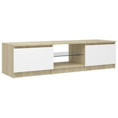 Vidaxl TV skrinka s LED svetlami biela a dub sonoma 140x40x35,5 cm