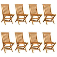Vidaxl Záhradné stoličky so sivými podložkami 8 ks tíkový masív