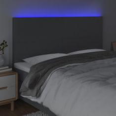 Vidaxl Čelo postele s LED tmavosivé 160x5x118/128 cm látka