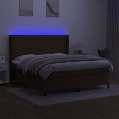 shumee Posteľ boxsping s matracom a LED tmavohnedá 160x200 cm látka