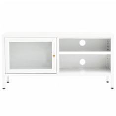 Vidaxl TV skrinka biela 90x30x44 cm oceľ a sklo