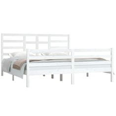 Vidaxl Rám postele, biely, masívne drevo, 180x200 cm, Super King