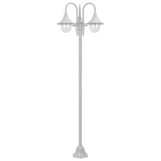 Vidaxl Záhradná stĺpová lampa E27 220 cm hliníková 3 lampáše biela