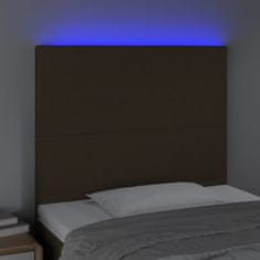 Vidaxl Čelo postele s LED tmavohendé 90x5x118/128 cm látka