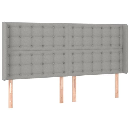 Vidaxl Čelo postele s LED bledosivé 163x16x118/128 cm látka