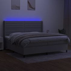 shumee Posteľ boxsping s matracom a LED bledosivá 200x200 cm látka