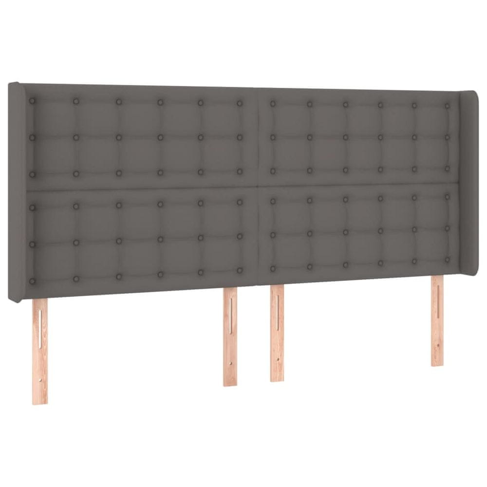 Vidaxl Čelo postele so záhybmi sivé 203x16x118/128 cm umelá koža