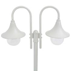 Vidaxl Záhradná stĺpová lampa E27 220 cm hliníková 2 lampáše biela