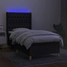 shumee Posteľ boxsping s matracom a LED čierna 80x200 cm látka