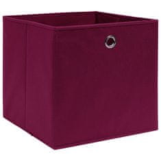 Greatstore Úložné boxy 10 ks tmavočervené 32x32x32 cm látkové