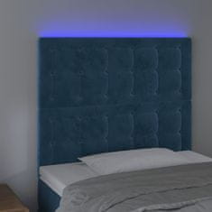 Vidaxl Čelo postele s LED tmavomodré 100x5x118/128 cm zamat