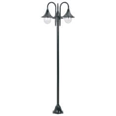 Vidaxl Záhradná stĺpová lampa E27 220 cm hliníková 3-lampáše tmavozelená