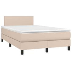 shumee Boxspring posteľ+matrac a LED, kapučínová 120x190cm, umelá koža