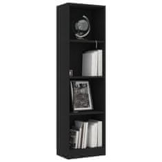 Vidaxl 4-poschodová knižnica čierna 40x24x142 cm drevotrieska