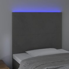 Vidaxl Čelo postele s LED tmavosivé 100x5x118/128 cm zamat