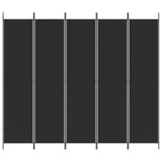 Vidaxl 5-panelový paraván čierny 250x220 cm látkový