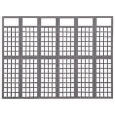 Vidaxl 6-panelový paraván/mriežka masívne jedľové drevo sivý 242,5x180 cm