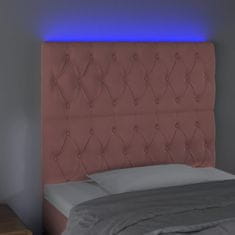 Vidaxl Čelo postele s LED ružové 100x7x118/128 cm zamat