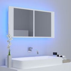 Vidaxl LED kúpeľňová zrkadlová skrinka biela 90x12x45 cm