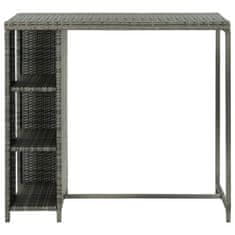 Petromila vidaXL Barový stolík s úložným regálom sivý 120x60x110 cm polyratan