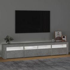 Vidaxl TV skrinka s LED svetlami betónová sivá 210 x 35 x 40 cm