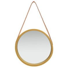 Vidaxl Nástenné zrkadlo s popruhom zlaté 40 cm