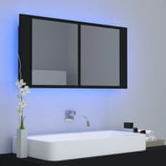 Petromila vidaXL LED kúpeľňová zrkadlová skrinka čierna 90x12x45 cm akryl